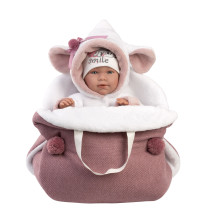 Lelle zīdainis Lala 42 cm (pārnes. soma, smejas, runā, ar mānekli, mīkstais ķermenis) Spānija LL74048